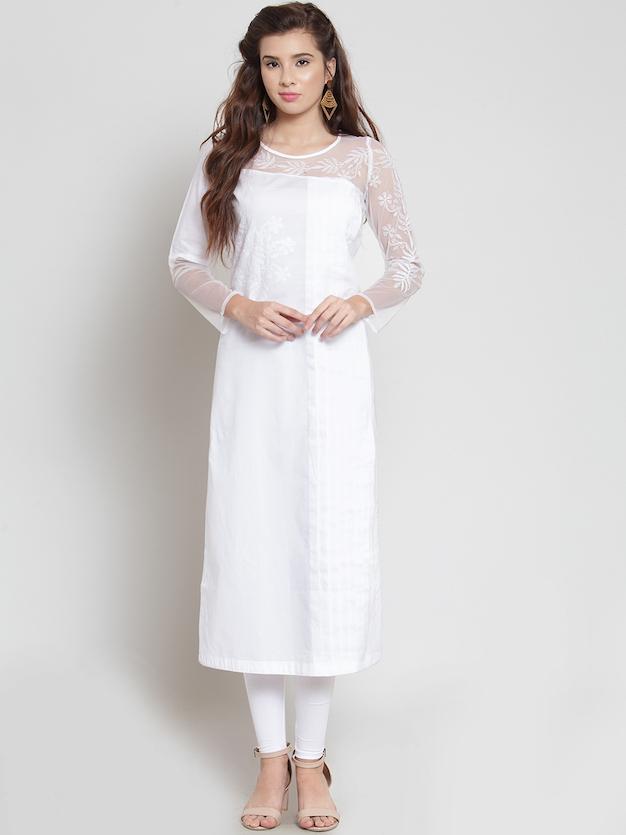 Chikankari Designer Kurta White