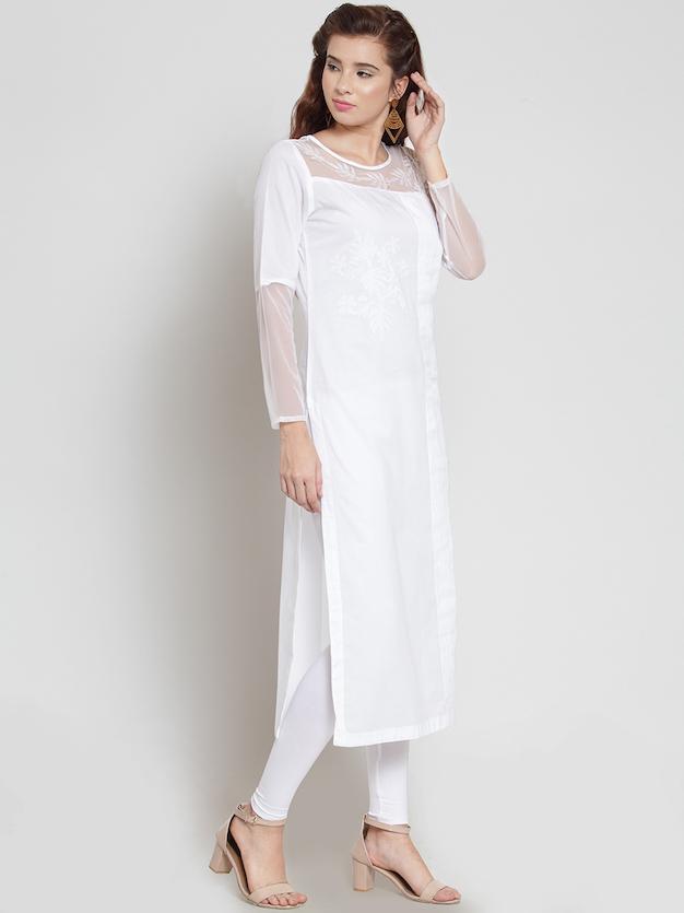 Chikankari Designer Kurta White