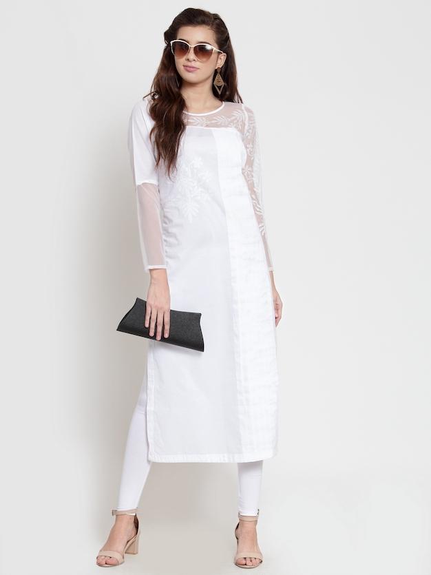 Chikankari Designer Kurta White