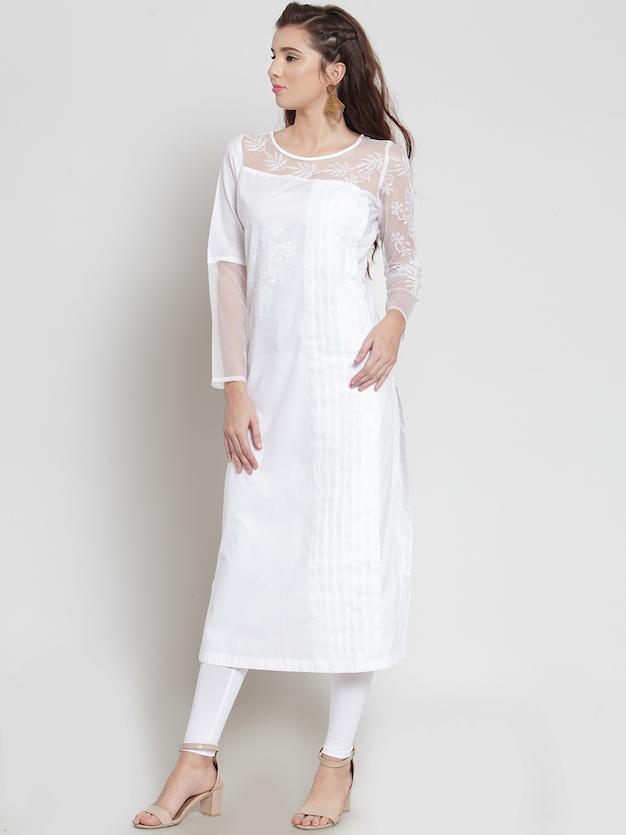 Chikankari Designer Kurta White