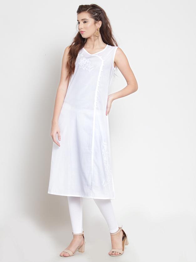 White Kurta - Sleveless